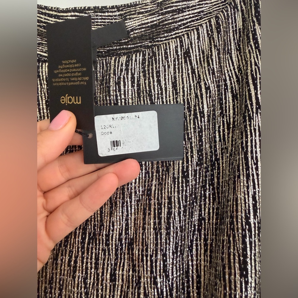NWT Maje ‘Rilexy’ Metallic Stretch Long Sleeve Dress - Picture 5 of 6